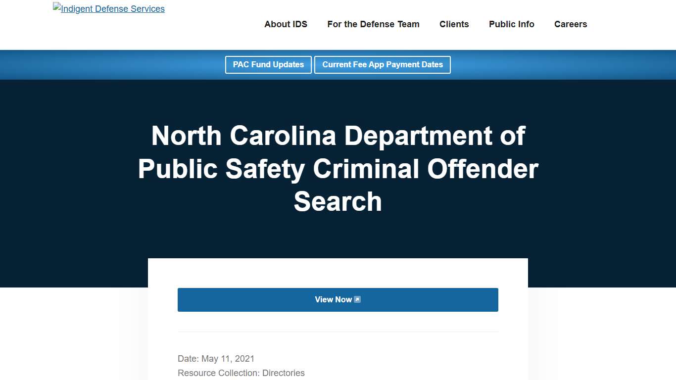 North Carolina Department of Public Safety Criminal Offender Search - Indigent Defense Services